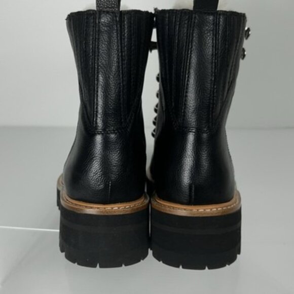 Marc Fisher Womens Sz 6.5 SEE‎ PHOTOS Izzie Black Leather Boots Sherpa Lizzie - Picture 9 of 13